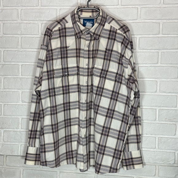 EUC Wrangler Men's Plaid Western Button Down Shirt with Pearlized Snap Buttons - Picture 1 of 9